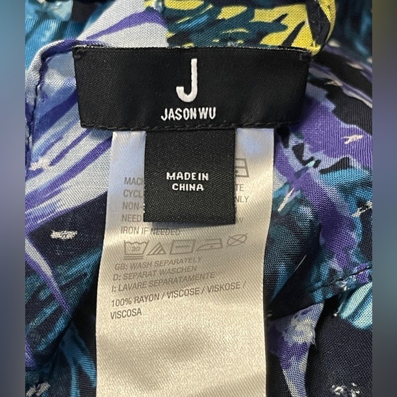 J JASÓN WU Printed Clíp Dot Scarf In Marine Blue - Picture 12 of 12